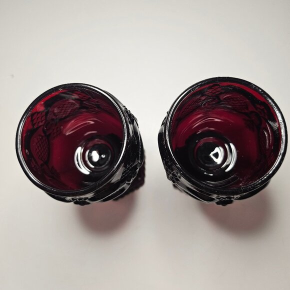 Vintage Avon 1876 Cape Cod Collection Ruby Red Set Of 2 Cordial Glasses - Picture 8 of 10